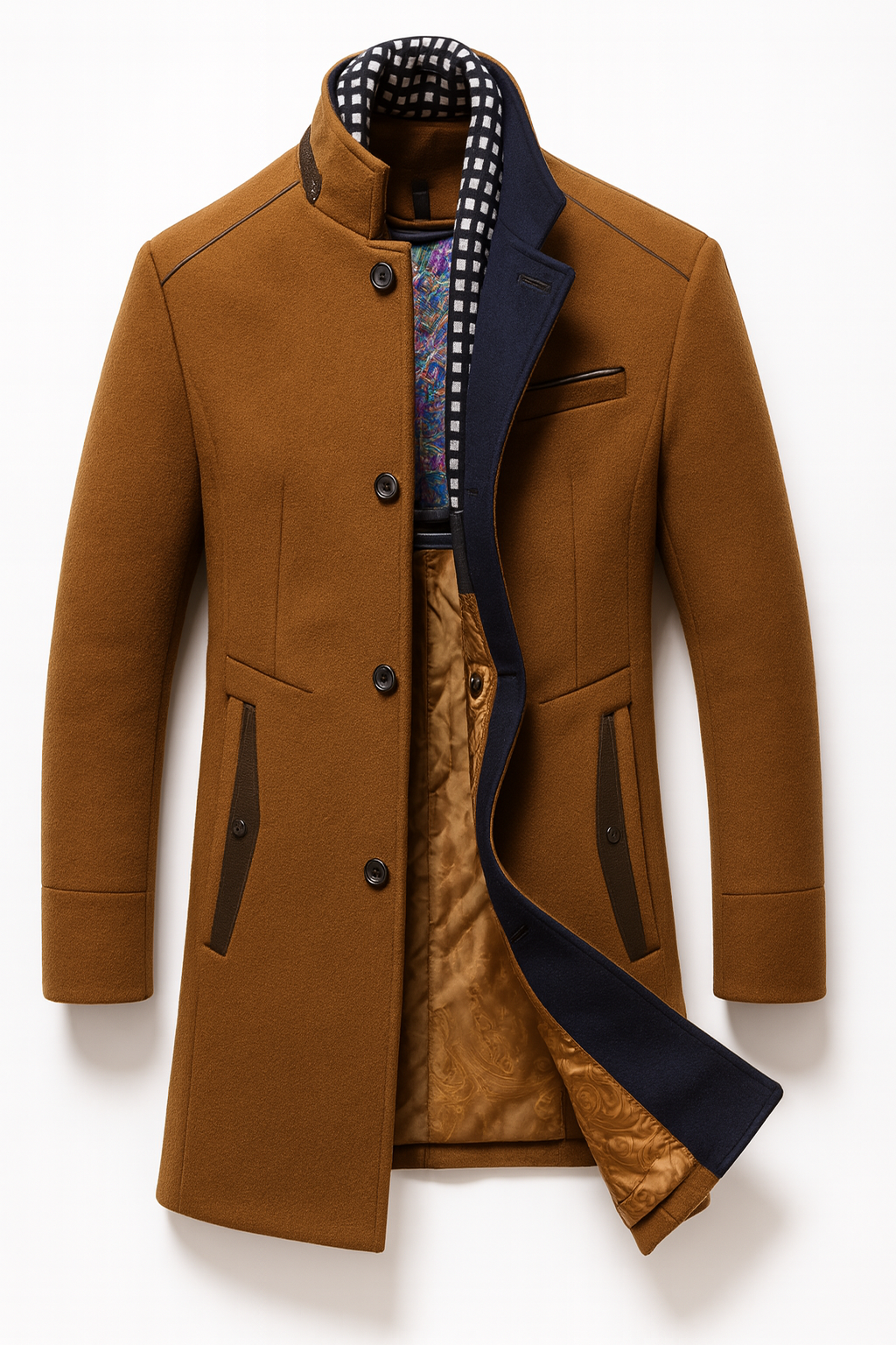 STAND COLLAR OVERCOAT FOR MEN