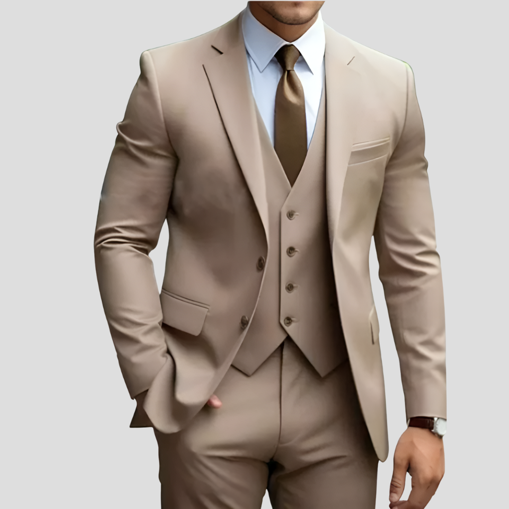 THREE PIECE BEIGE SUIT FOR MEN