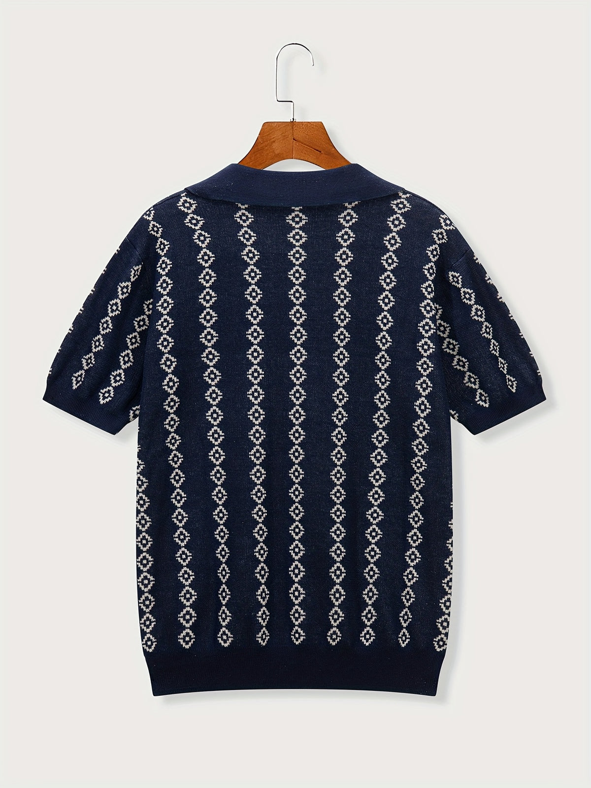 GEOMETRIC V-NECK POLO SHIRT FOR MEN