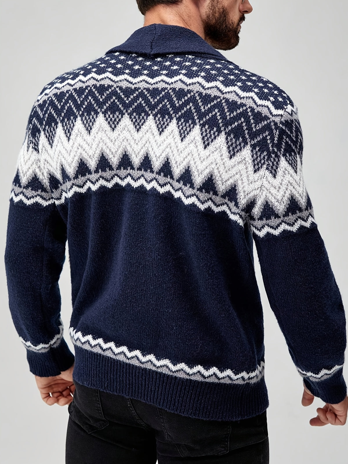 GEOMETRIC PATTERN CARDIGAN FOR MEN
