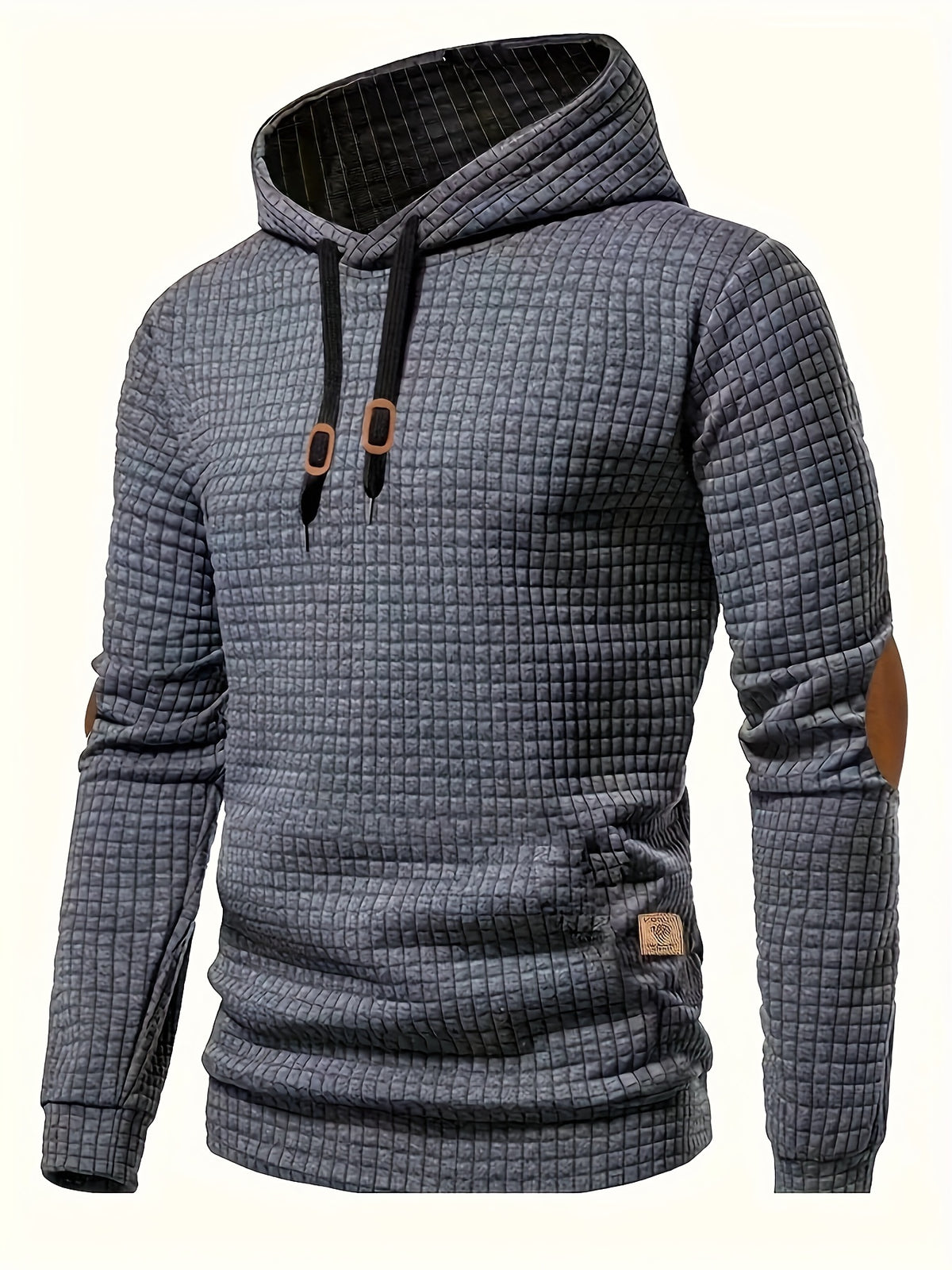 CHECKERED HOODED KNIT SWEATSHIRT FOR MEN
