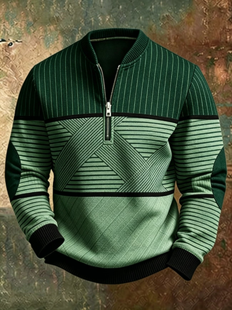 CONTRAST HALF ZIP SWEATER FOR MEN