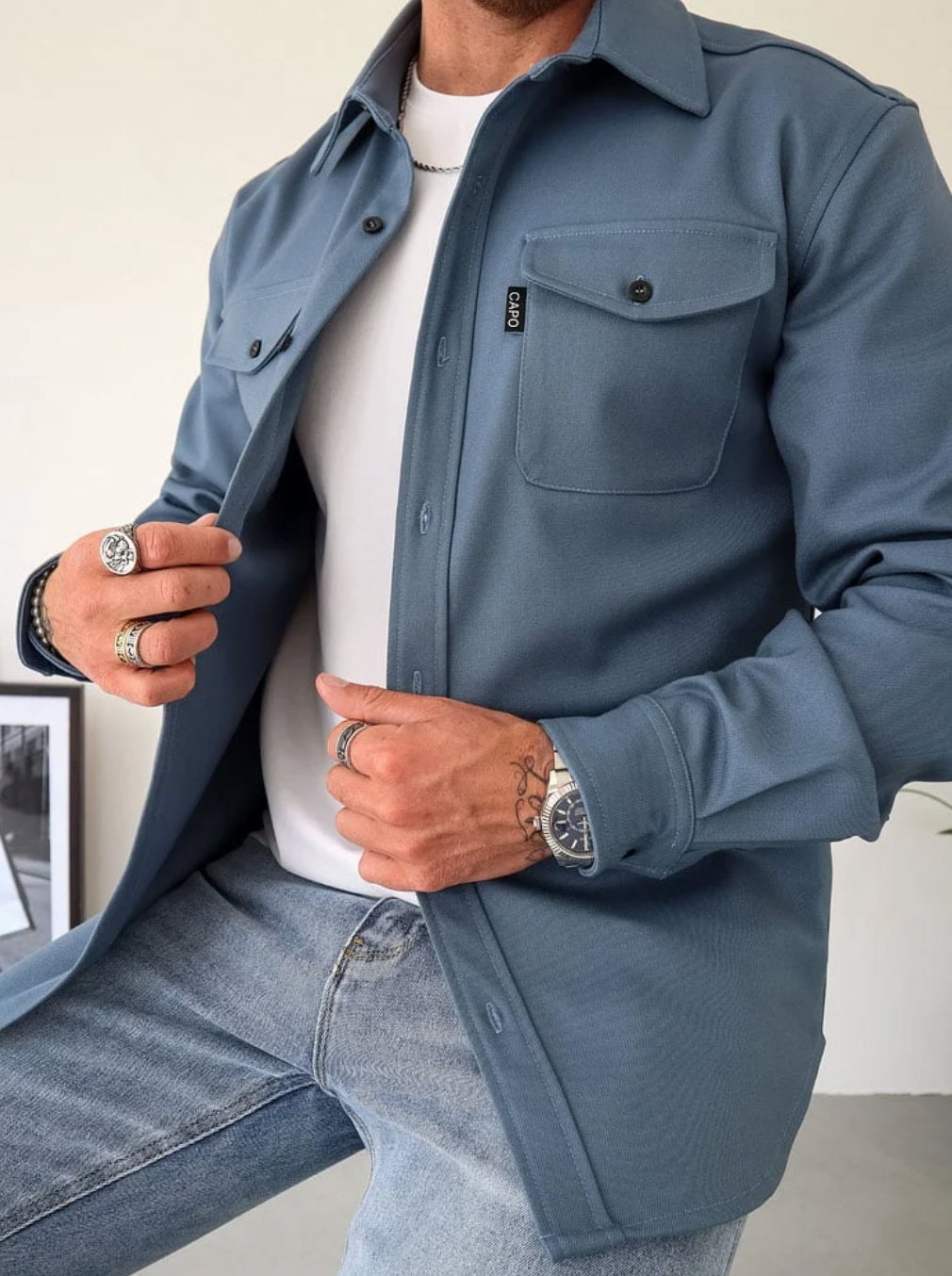 MODERN BUTTON SHIRT JACKET FOR MEN