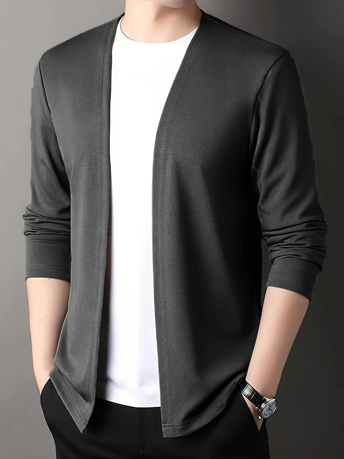 SLIM KNIT KEYHOLE CARDIGAN FOR MEN