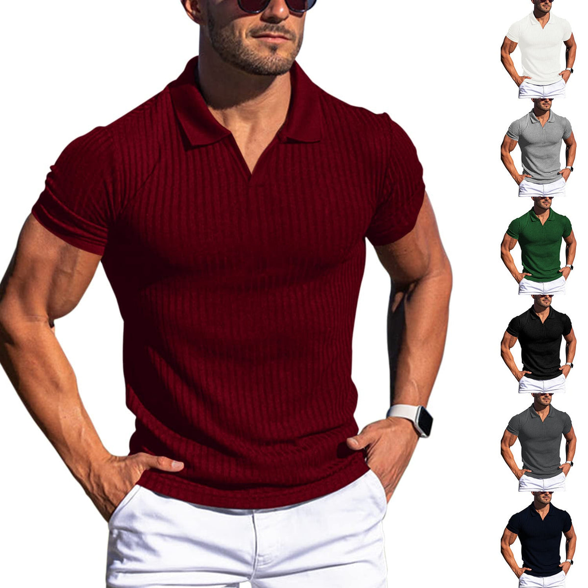 SLIM TEXTURED POLO SHIRT FOR MEN