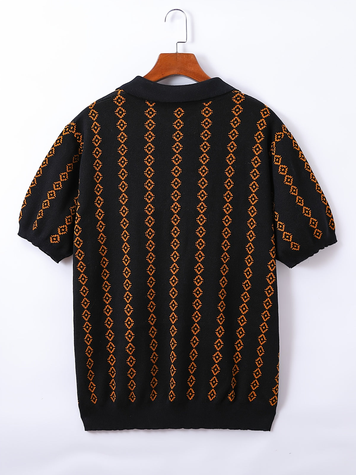GEOMETRIC V-NECK POLO SHIRT FOR MEN