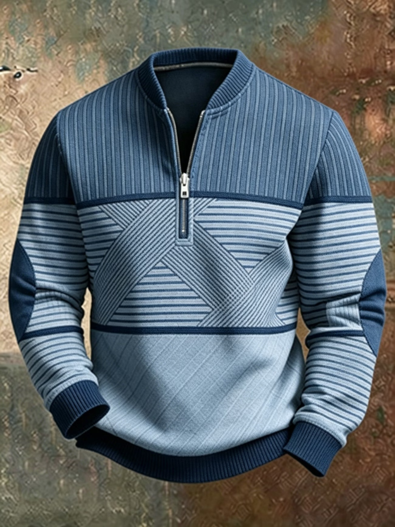 CONTRAST HALF ZIP SWEATER FOR MEN
