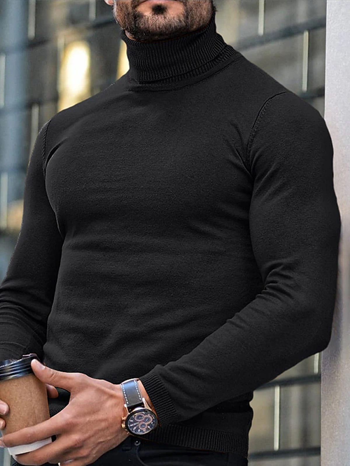 HIGH NECK KNIT SWEATER FOR MEN