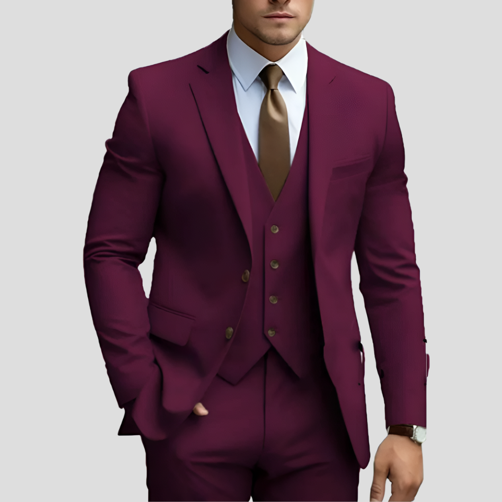 THREE PIECE BEIGE SUIT FOR MEN