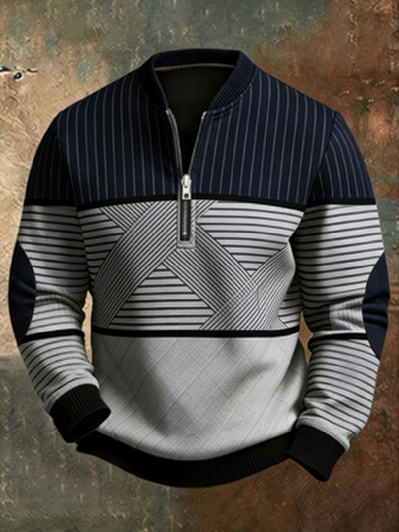 CONTRAST HALF ZIP SWEATER FOR MEN