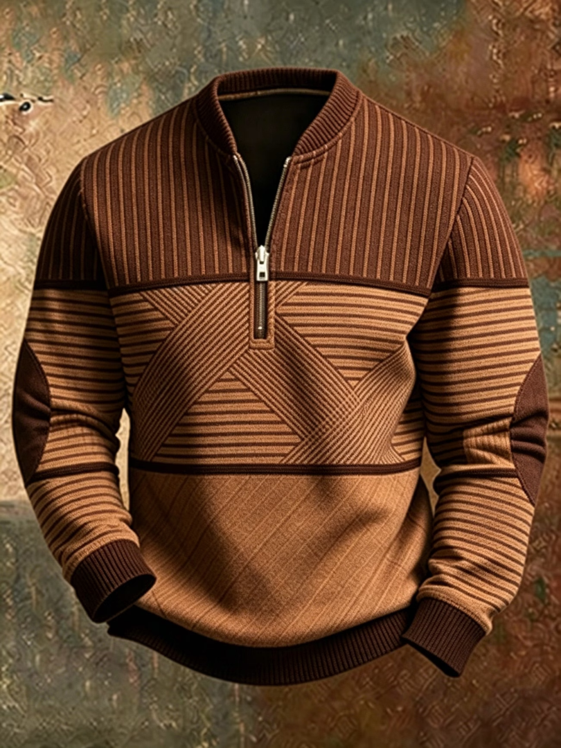 CONTRAST HALF ZIP SWEATER FOR MEN