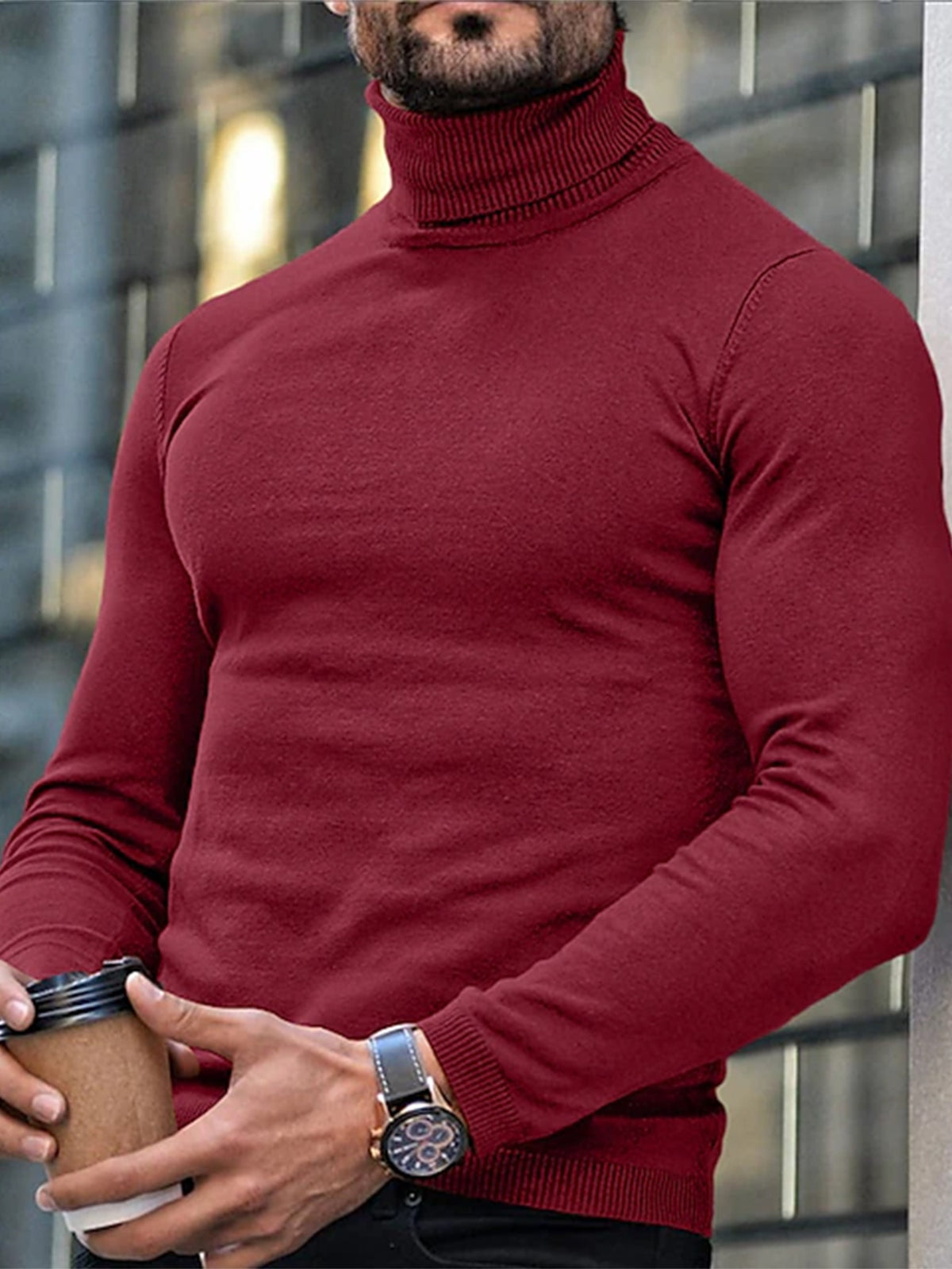 HIGH NECK KNIT SWEATER FOR MEN
