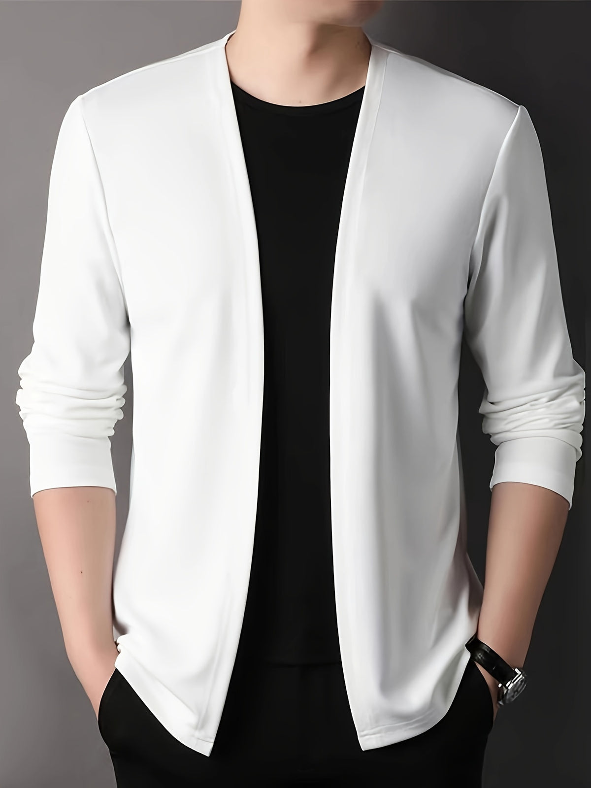 SLIM KNIT KEYHOLE CARDIGAN FOR MEN
