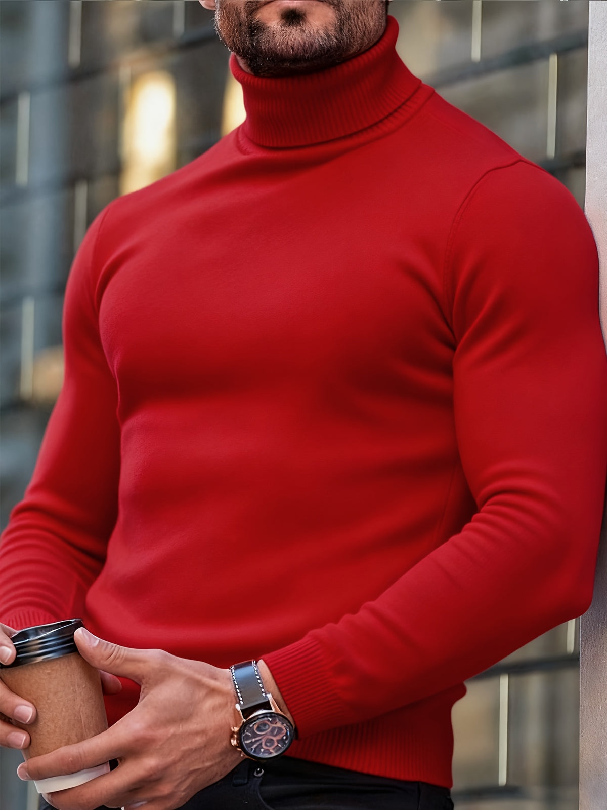 HIGH NECK KNIT SWEATER FOR MEN