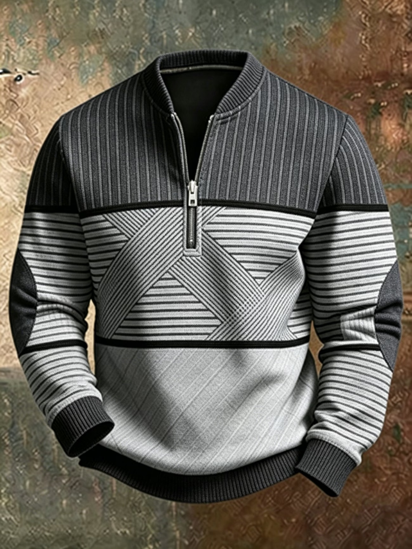 CONTRAST HALF ZIP SWEATER FOR MEN