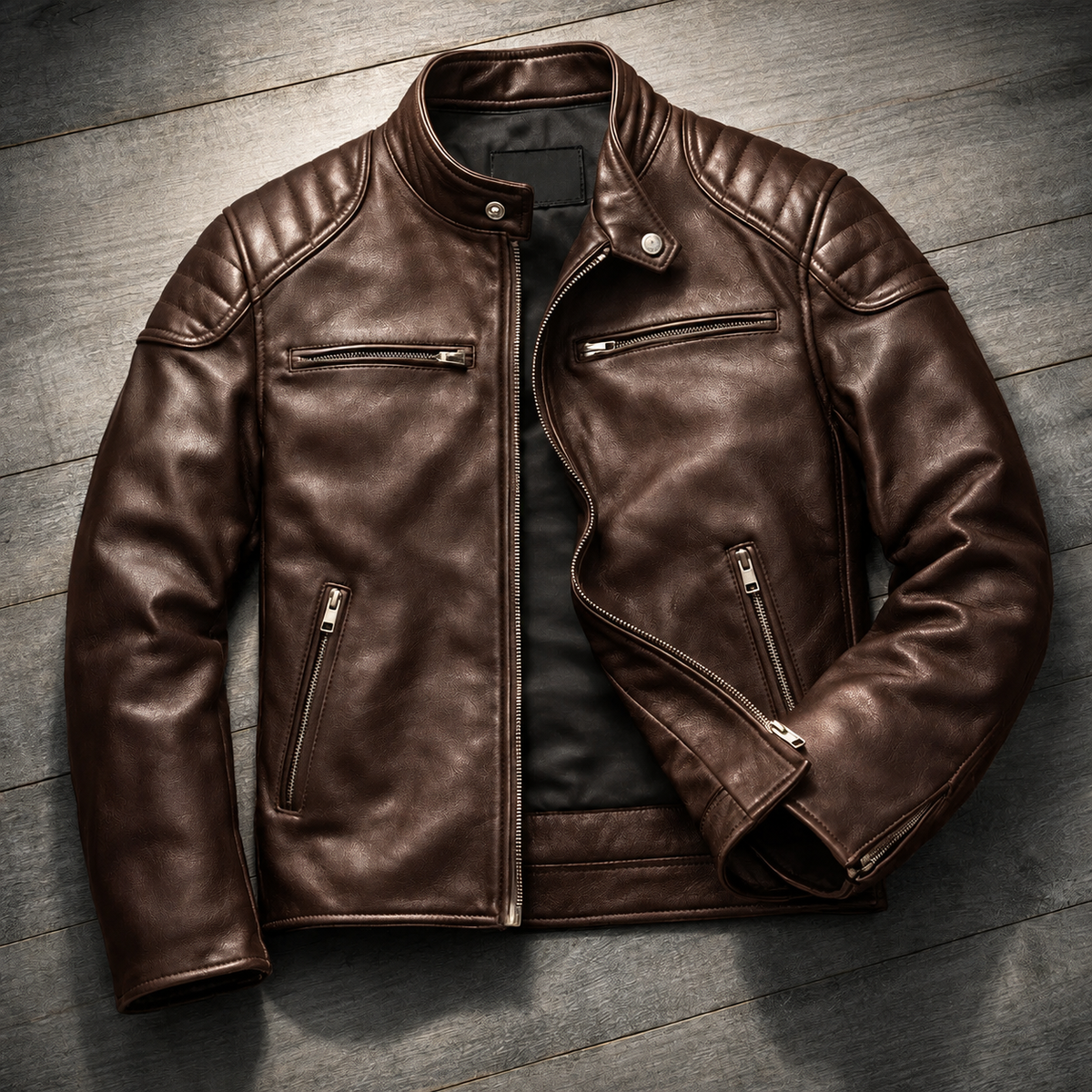 MOTO STYLE ZIP JACKET FOR MEN