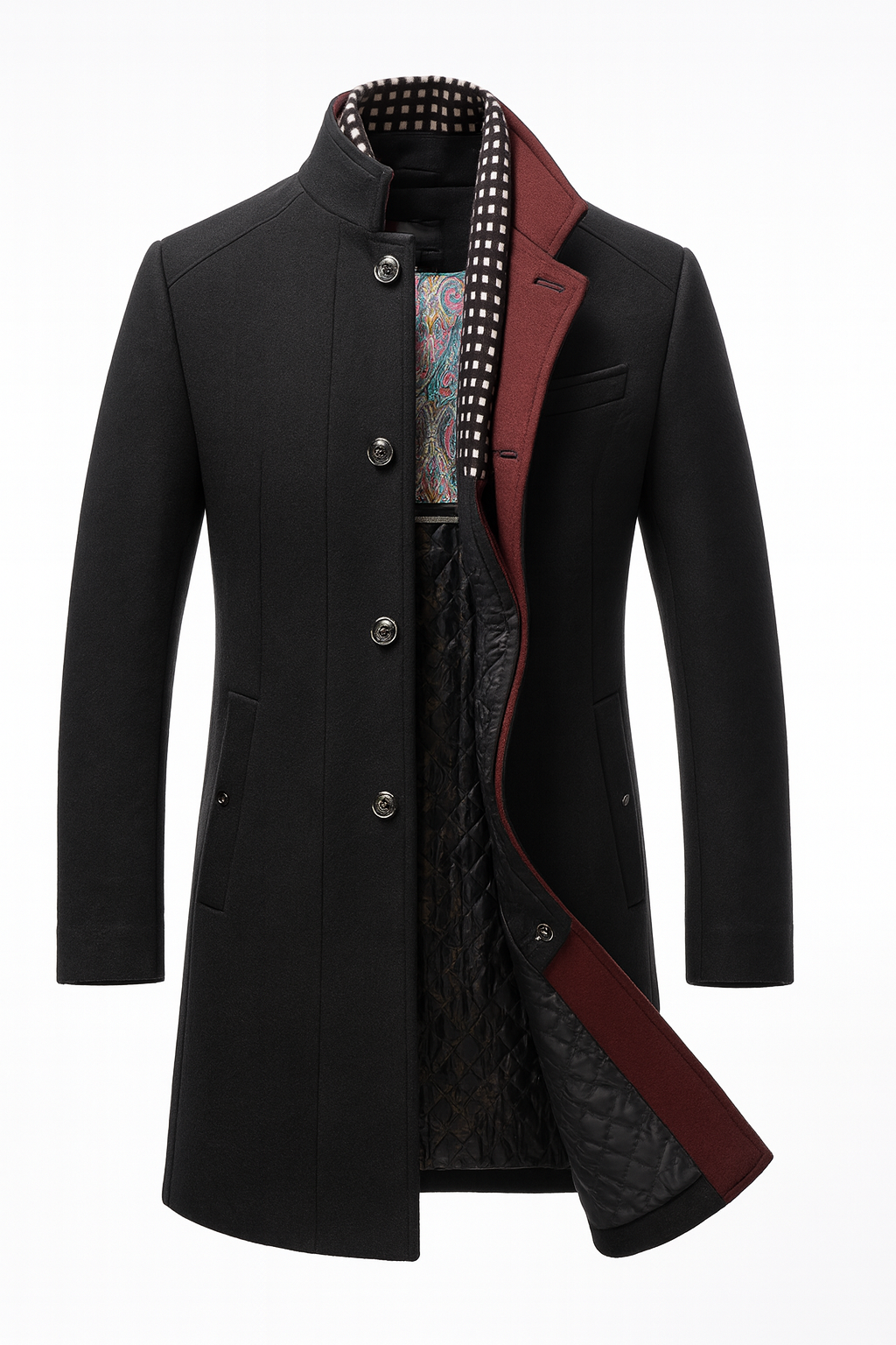 STAND COLLAR OVERCOAT FOR MEN