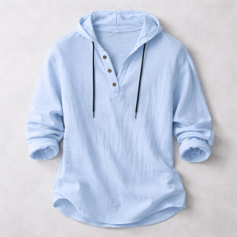 RELAXED HOODED HENLEY SHIRT FOR MEN