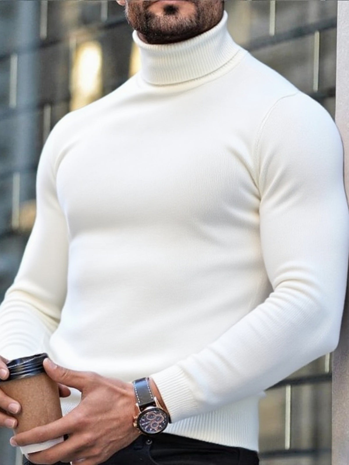 HIGH NECK KNIT SWEATER FOR MEN