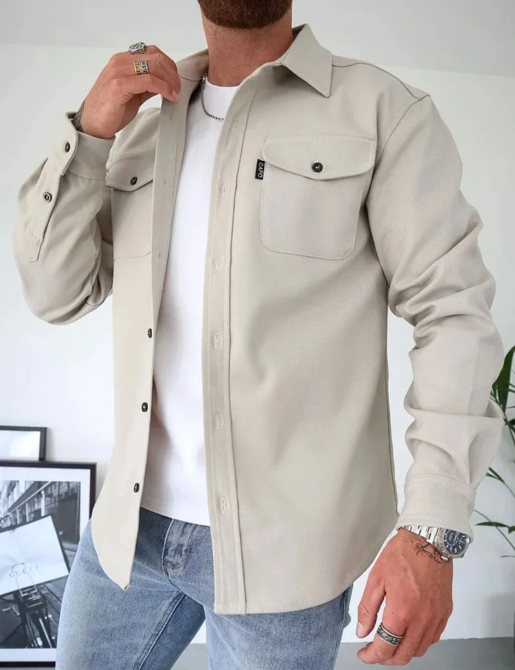 MODERN BUTTON SHIRT JACKET FOR MEN