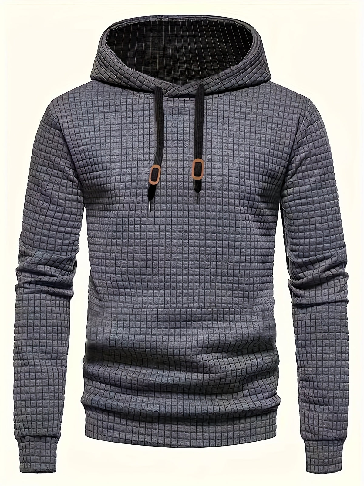 CHECKERED HOODED KNIT SWEATSHIRT FOR MEN