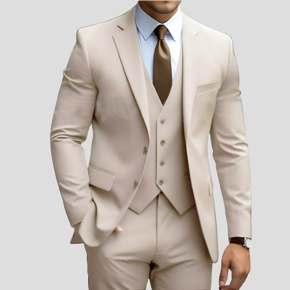 THREE PIECE BEIGE SUIT FOR MEN