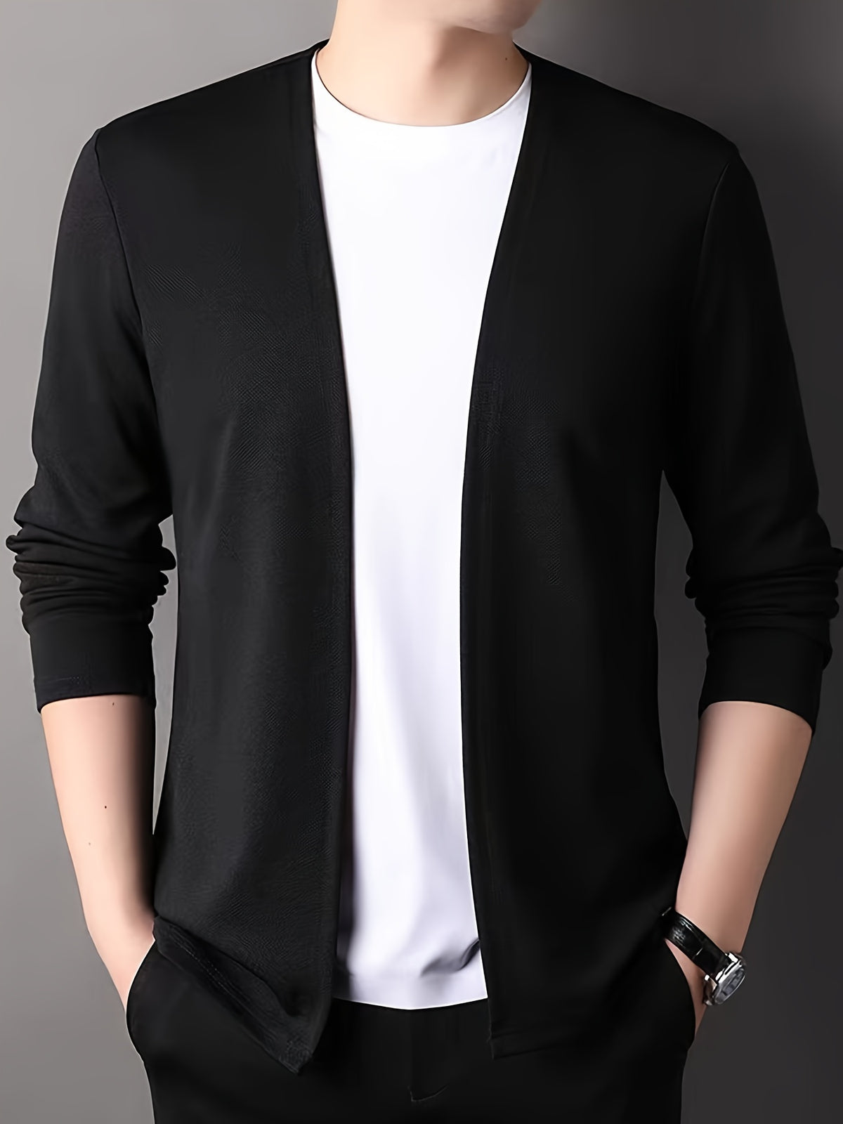 SLIM KNIT KEYHOLE CARDIGAN FOR MEN