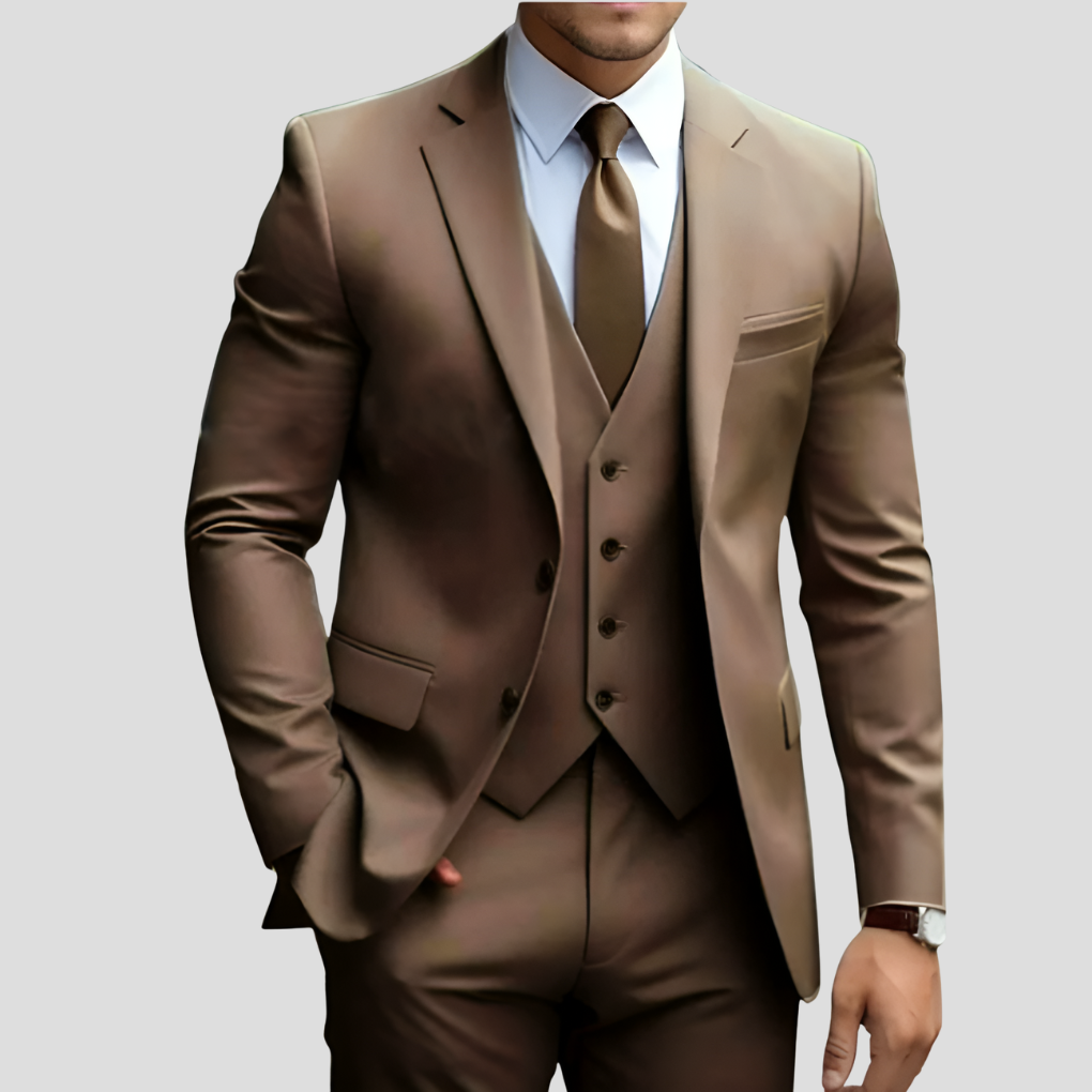 THREE PIECE BEIGE SUIT FOR MEN