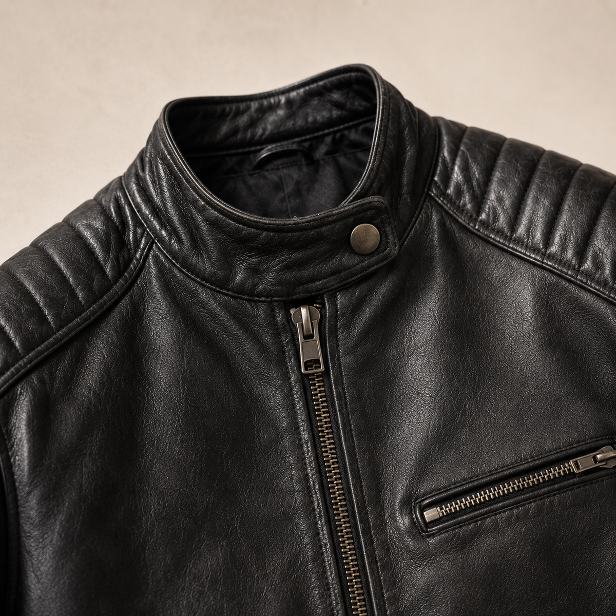 MOTO STYLE ZIP JACKET FOR MEN