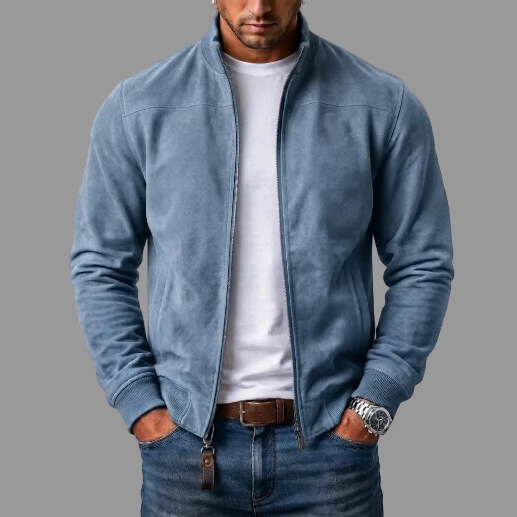 RIBBED SUEDE BOMBER JACKET FOR MEN