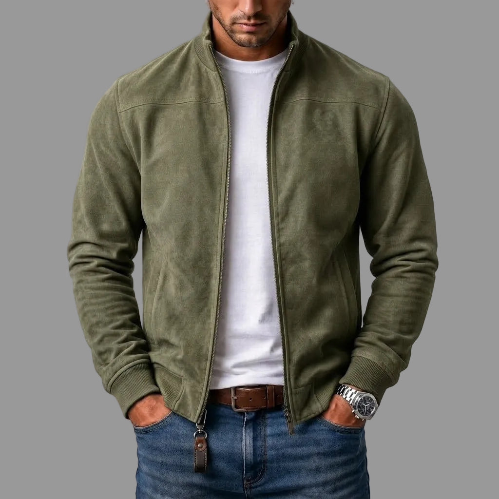 RIBBED SUEDE BOMBER JACKET FOR MEN