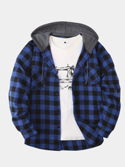 PLAID HOODED SWEATSHIRT FOR MEN