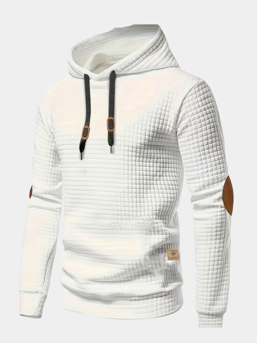 CHECKERED HOODED KNIT SWEATSHIRT FOR MEN