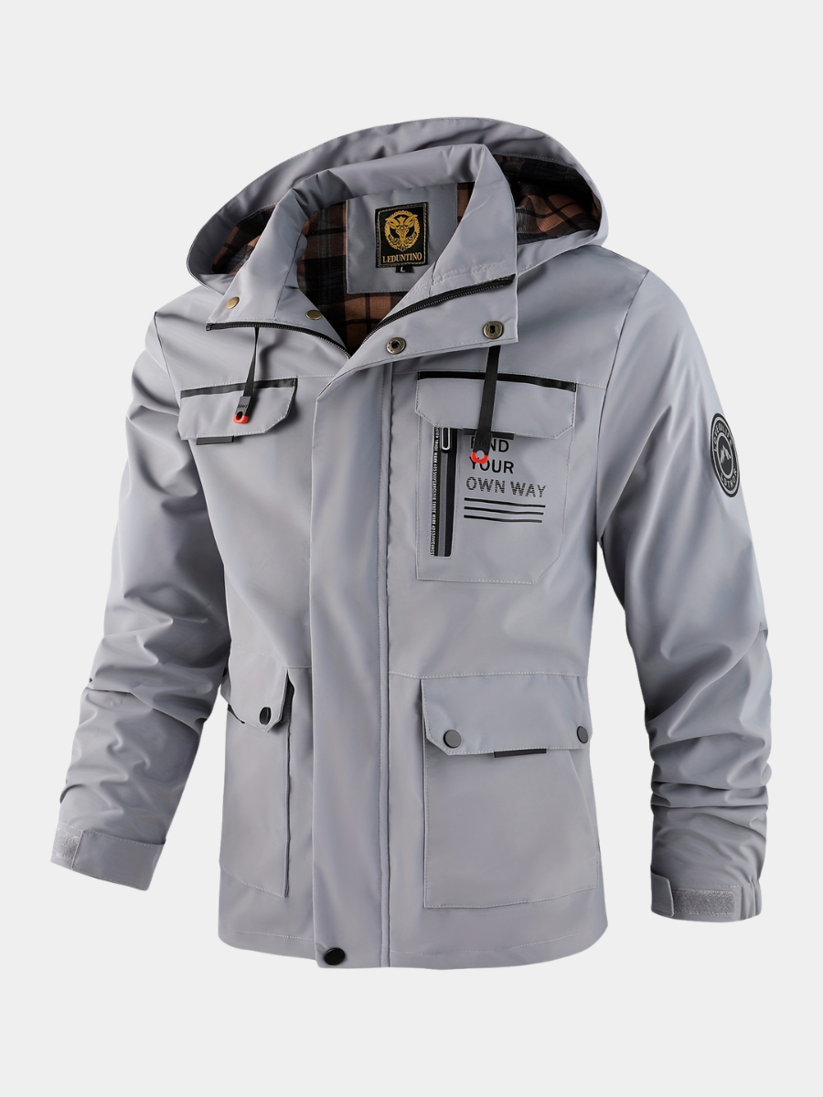 ALPHABET PRINT HOODED PILOT JACKET FOR MEN
