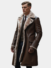 FAUX FUR LINED LONG COAT FOR MEN