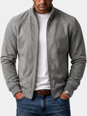 RIBBED SUEDE BOMBER JACKET FOR MEN