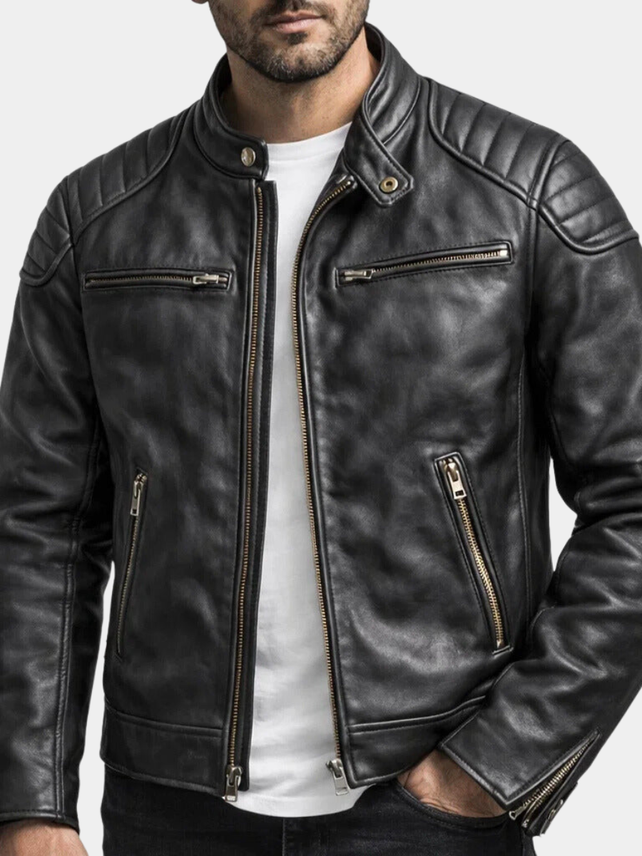MOTO STYLE ZIP JACKET FOR MEN