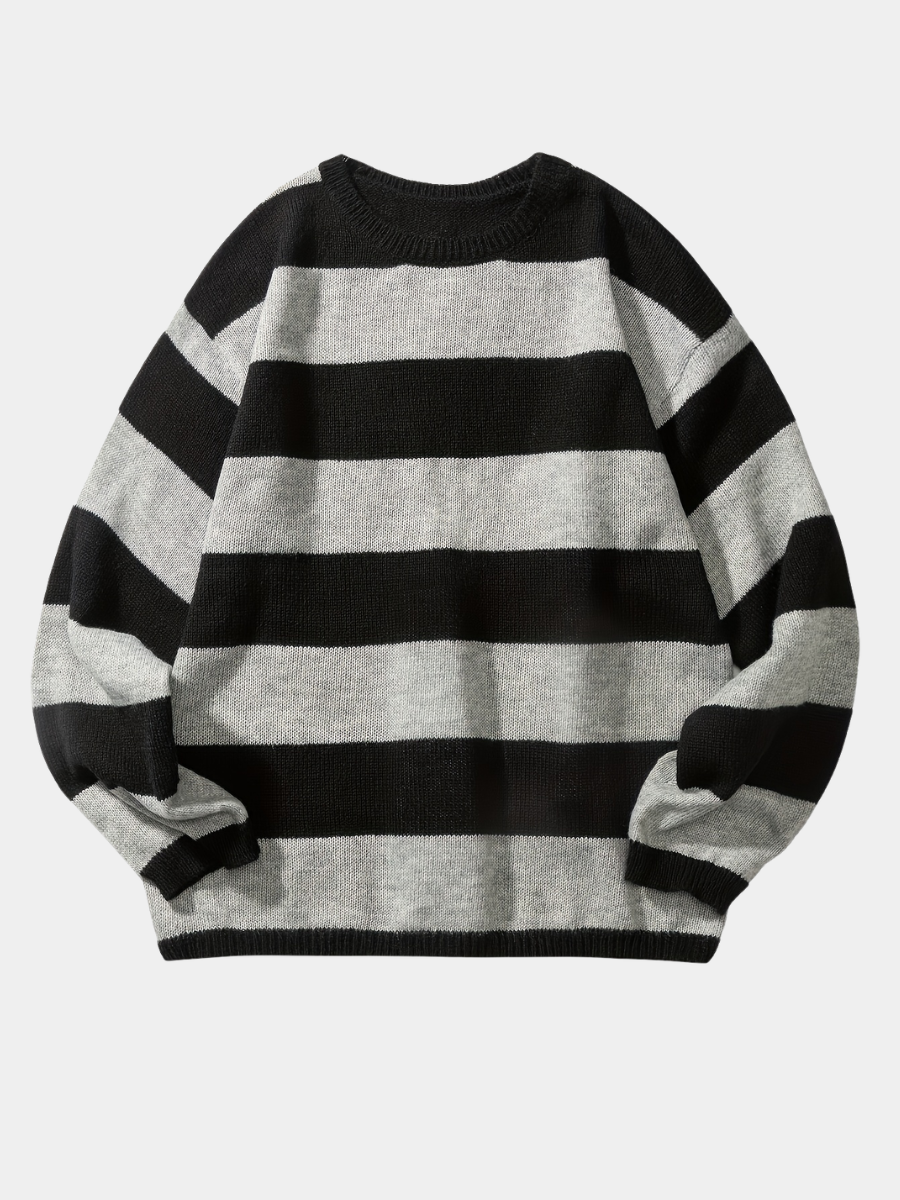 STRIPED KNIT PULLOVER SWEATER FOR MEN