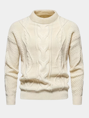 CABLE KNIT CREW NECK SWEATER FOR MEN