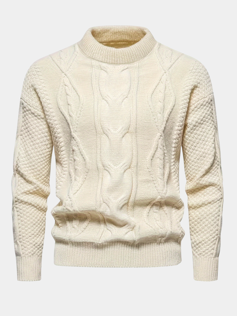 CABLE KNIT CREW NECK SWEATER FOR MEN