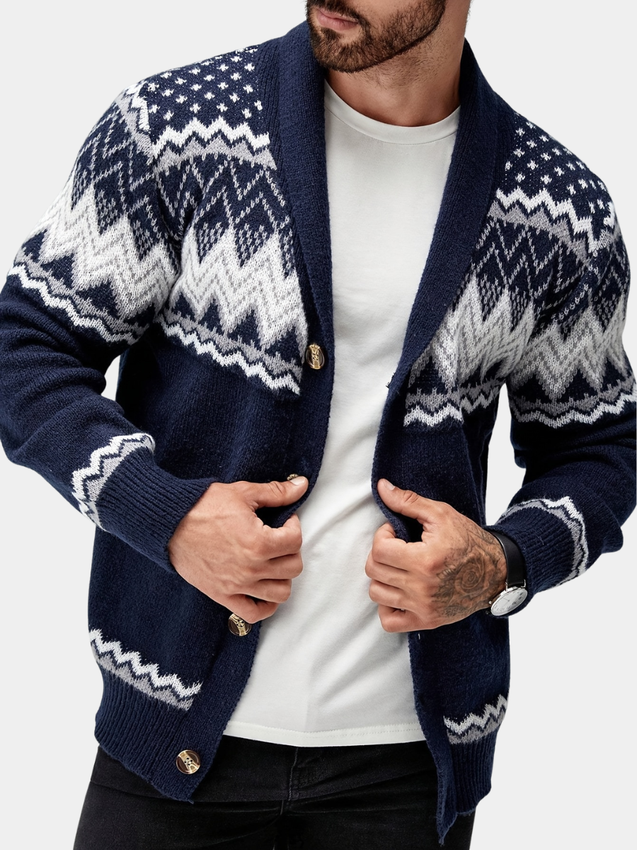 GEOMETRIC PATTERN CARDIGAN FOR MEN