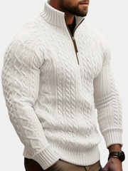 CABLE KNIT QUARTER ZIP SWEATER FOR MEN