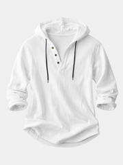 RELAXED HOODED HENLEY SHIRT FOR MEN