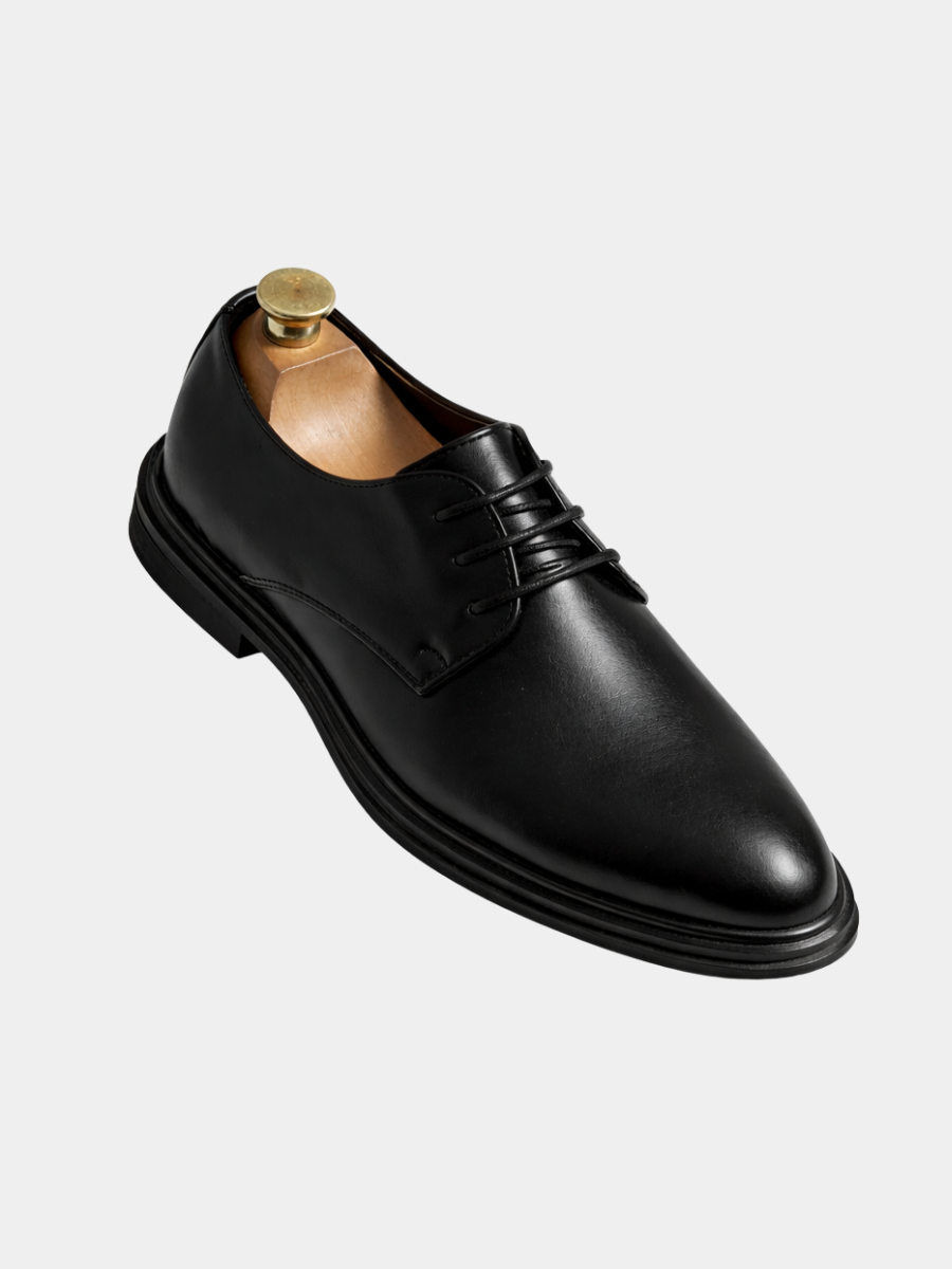 BLACK PATENT DERBY SHOES FOR MEN