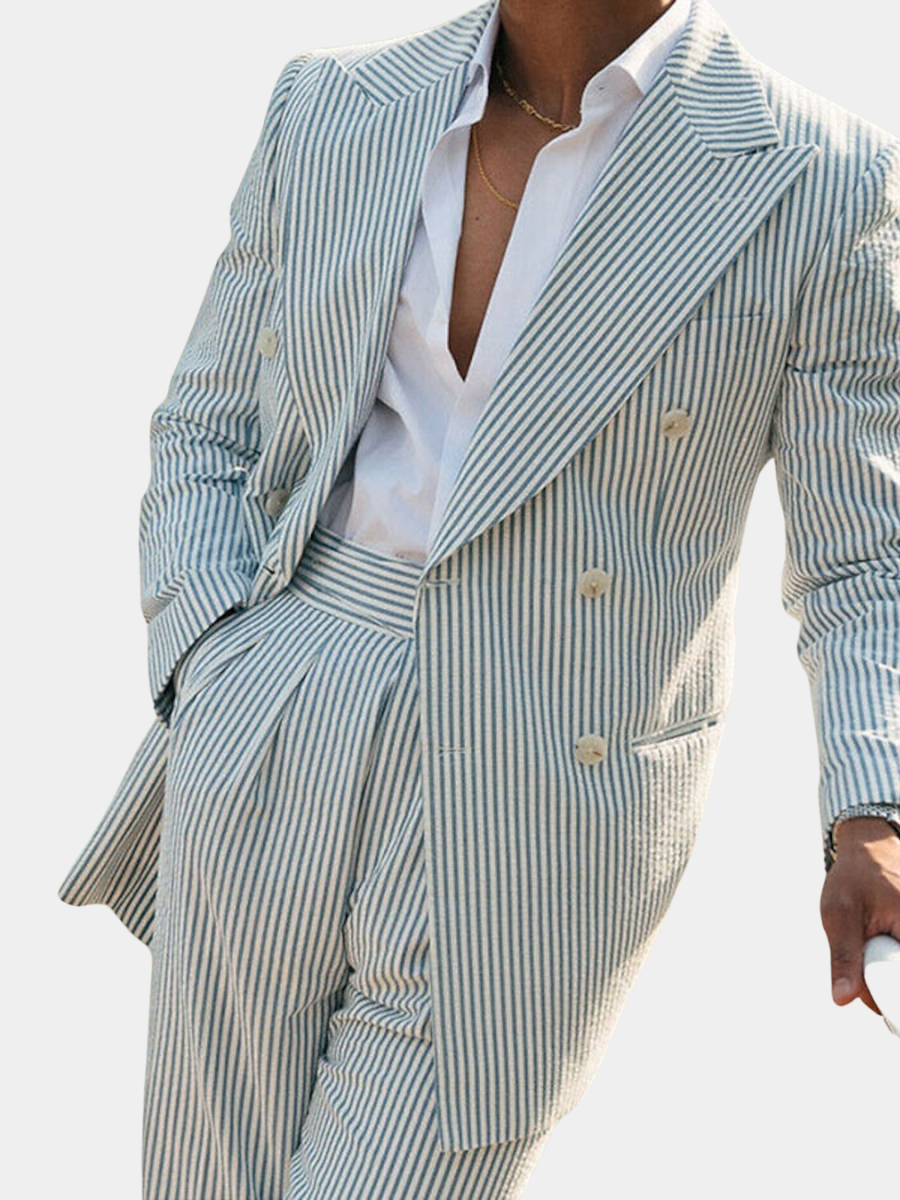 TEXTURED SEERSUCKER SUIT FOR MEN