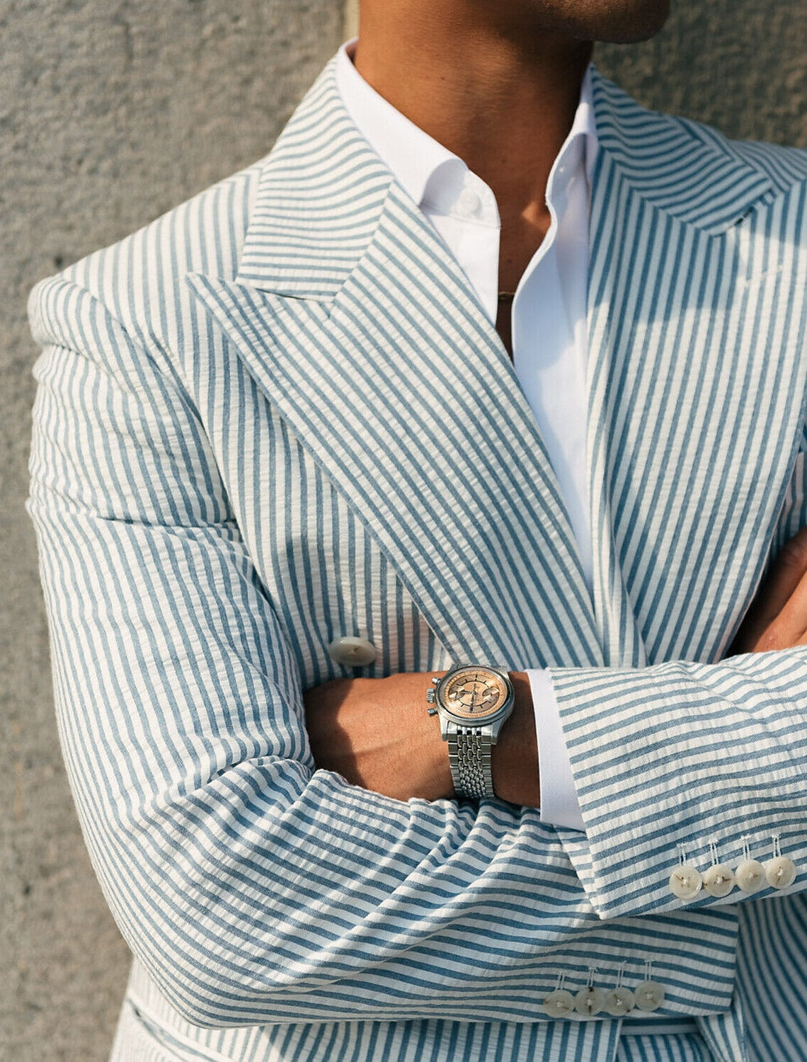 TEXTURED SEERSUCKER SUIT FOR MEN