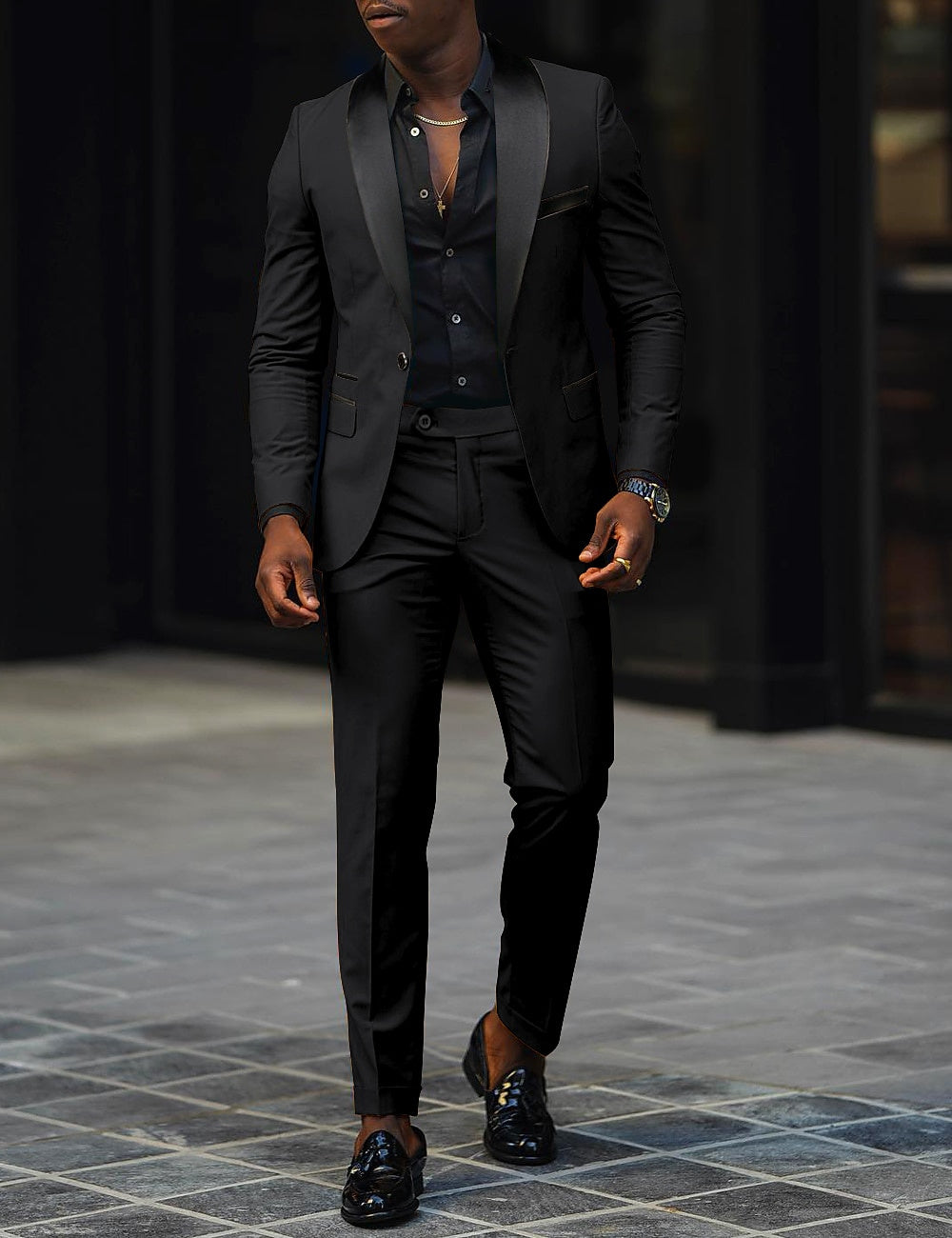 ONE-BUTTON SUIT FOR MEN