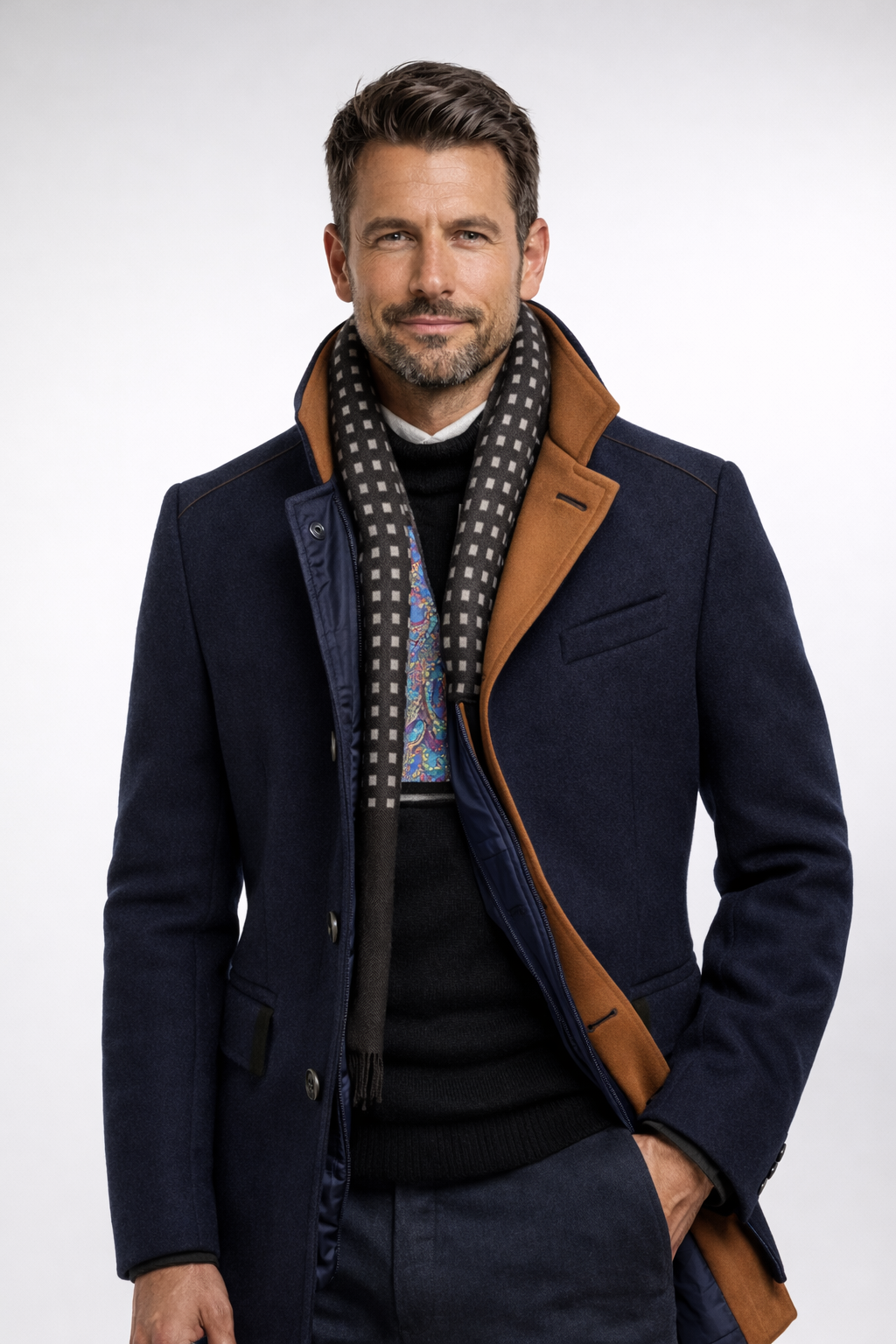 STAND COLLAR OVERCOAT FOR MEN