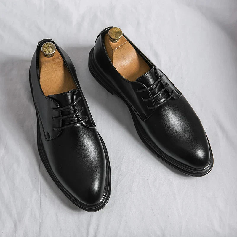 BLACK PATENT DERBY SHOES FOR MEN