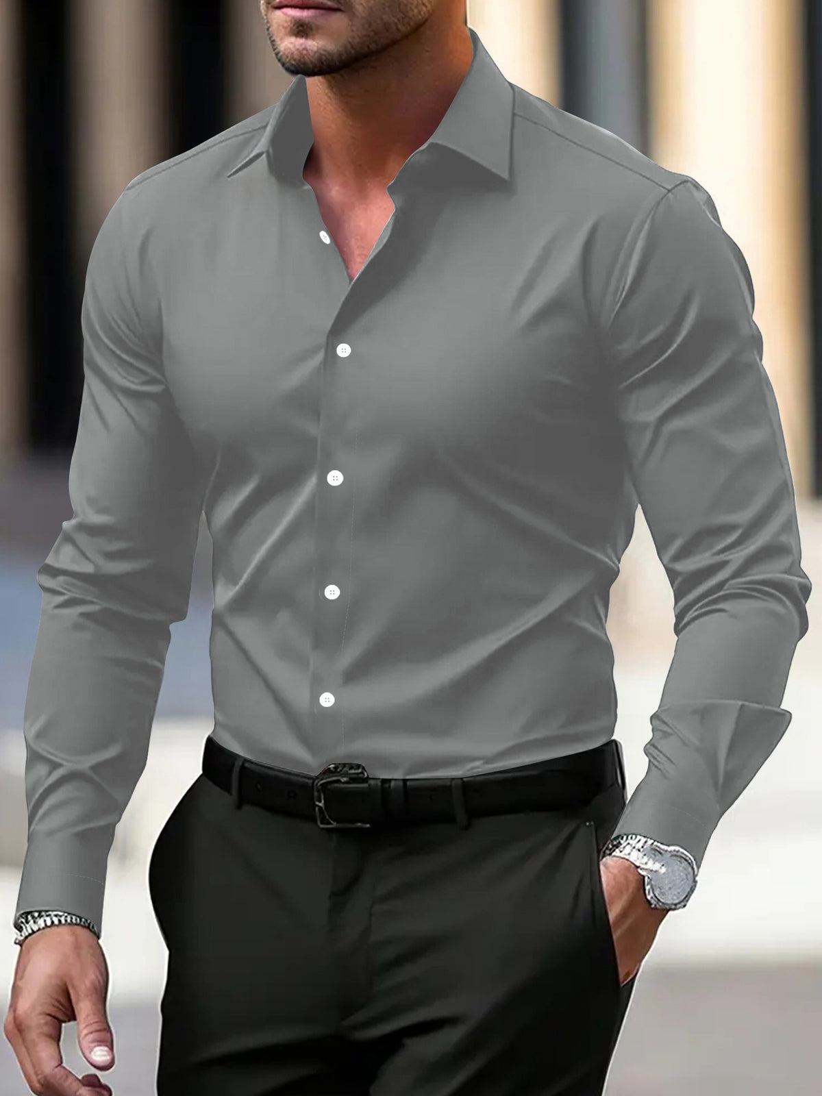 MICRO ELASTIC BUTTON SHIRT FOR MEN
